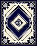 Classic Navy Cream Diamond Floral Rug