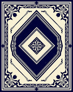 Classic Navy Cream Diamond Floral Rug