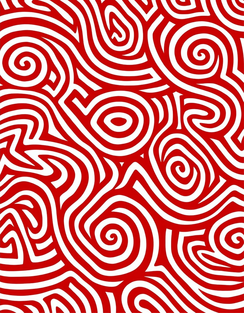 Bold Red Swirl Labyrinth Rug