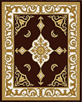 Rich Brown Gold Medallion Filigree Rug