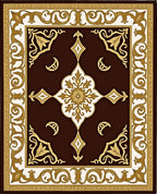 Rich Brown Gold Medallion Filigree Rug