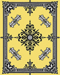 Golden Black Flourish Medallion Frame Rug