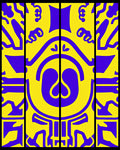 Bold Yellow Purple Abstract Symmetry Rug