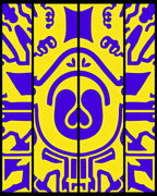 Bold Yellow Purple Abstract Symmetry Rug