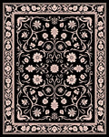 Black and Cream Floral Scrollwork Rug