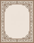 Brown Beige Floral Border Accent Rug