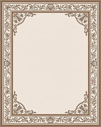 Brown Beige Floral Border Accent Rug