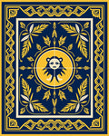 Navy Golden Bear Leaf Border Rug