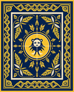 Navy Golden Bear Leaf Border Rug