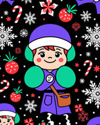 Cute Christmas Snowflakes Berry Candy Cane Rug