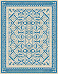 Intricate Blue Geometric Medallion Rug