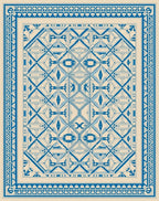 Intricate Blue Geometric Medallion Rug