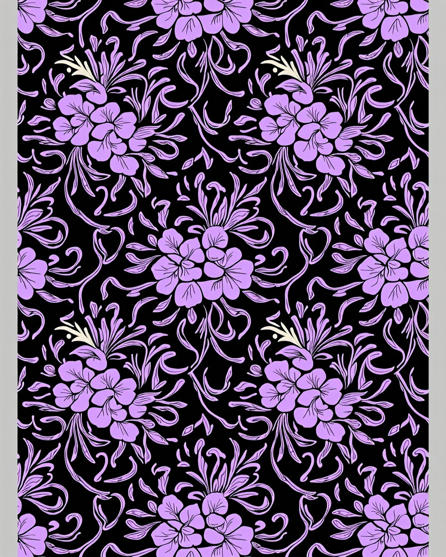 Lavender Violet Floral Vine Background Rug