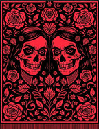 Red Skull Floral Embrace Rug