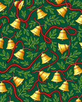 Golden Bells Red Ribbon Green Foliage Rug