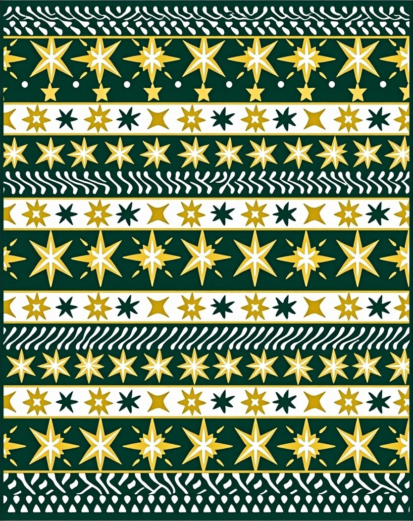 Green Gold Starburst Stripe Rug