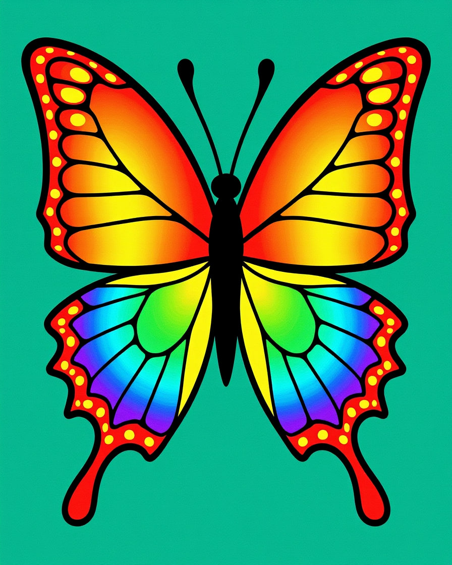 Vibrant Rainbow Butterfly Garden Rug