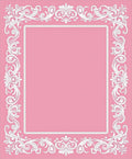 Elegant Pink Floral Scroll Border Rug