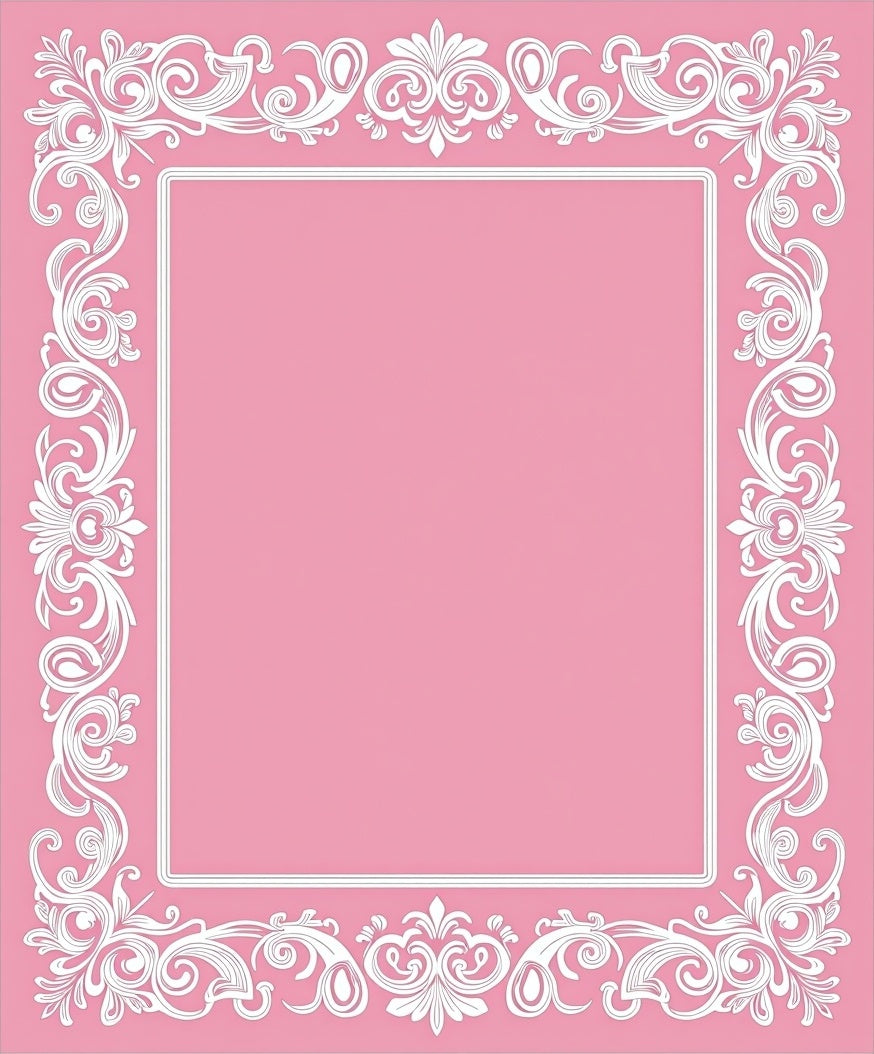 Elegant Pink Floral Scroll Border Rug