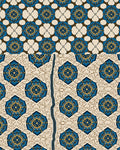 Blue Gold Starburst Medallion Art Deco Rug