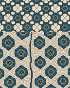 Blue Gold Starburst Medallion Art Deco Rug