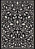 Cream Botanical Swirl on Black Rug