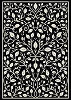 Cream Botanical Swirl on Black Rug