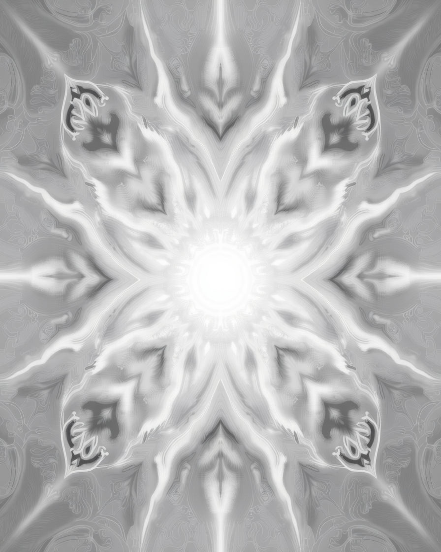 Radiant Silver Floral Sunburst Rug