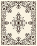 Ornate Black Scroll Medallion Frame Rug