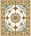 Golden Green Scrollwork Medallion Rug