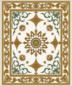 Golden Green Scrollwork Medallion Rug