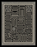 Cream and Black Maze Contemporary Border Rug