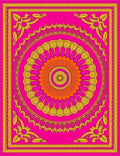 Vibrant Pink Orange Golden Medallion Rug
