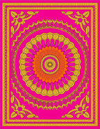 Vibrant Pink Orange Golden Medallion Rug