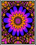 Vibrant Blue Pink Orange Floral Mandala Rug