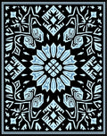 Black Light Blue Intricate Medallion Rug
