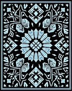 Black Light Blue Intricate Medallion Rug