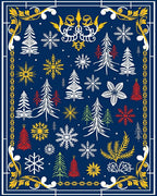 Winter Forest Snowflakes Red Yellow Trees Rug