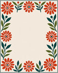 Crimson Floral Bordered Garden Rug