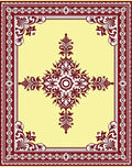 Maroon Floral Medallion Cream Rug