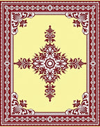 Maroon Floral Medallion Cream Rug