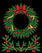 Christmas Garland Red Bow Berry Wreath Rug