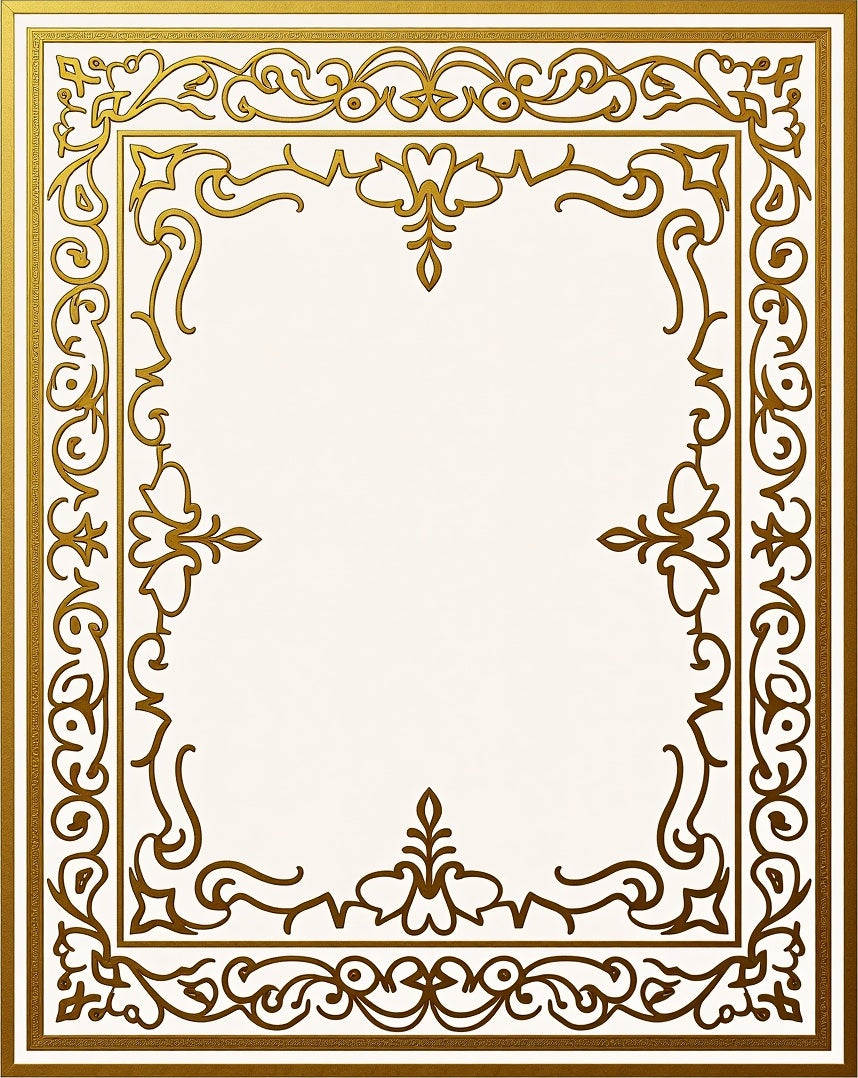 Ornate Gold Frame Accents Rug