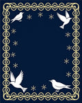 Midnight Blue White Dove Snowflake Border Rug
