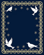 Midnight Blue White Dove Snowflake Border Rug