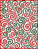 Red Green Swirl Abstract Ribbon Rug