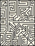 Black Geometric Maze Ivory Abstract Rug