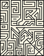 Black Geometric Maze Ivory Abstract Rug