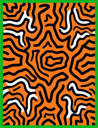 Vivid Orange Black White Swirl Rug