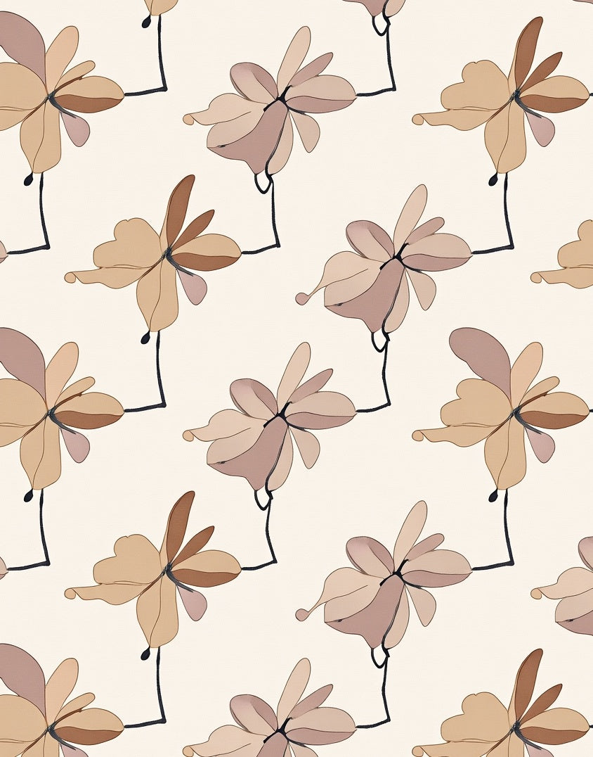 Earthy Tone Abstract Floral Bloom Rug